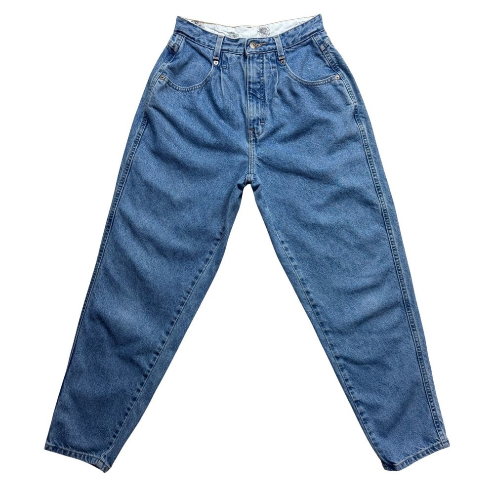 Brittania Vintage Baggy Fit Petite Jeans High Rise Tapered Leg Blue‎ Denim 8 29
